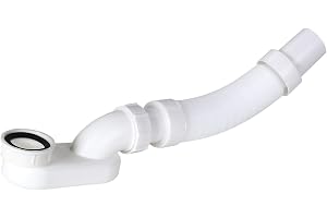 Dräneringssats för badkar, flexibelt och fristående dräneringsrör med låg profil och platt P-lås/vattenlås för badkar och dus