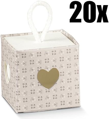 Pack of 20 Box Portaconfetti Taupe 5 x 5 x 5 With Drawstring Series Bloom Party Favours