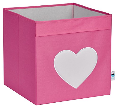 STORE.IT 671657 Ordnungsbox offen, Aufbewahrungsbox, passend für Kallax, Expedit, Polyester, 33x33x33cm,, rosa mit weiÃŸem Herz