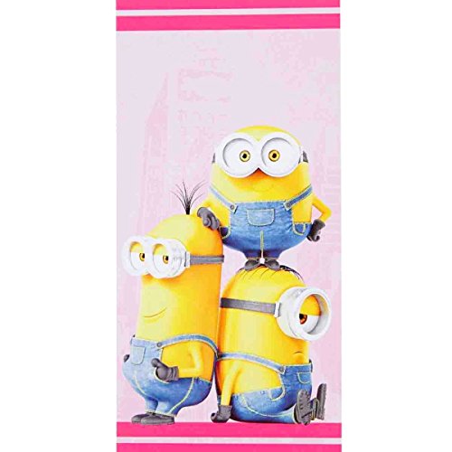 Minions Strandtuch/Badetuch, rosa, 70 x 140 cm, Original Lizenzware