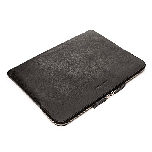 Urban Safari 13.5 Zoll Echt Leder Laptop Hülle / Spitzenqualität Leder Laptop Tasche / Laptop Sleeve für 13 - 13.5 Inch MacBook Pro / MacBook Air / Laptop / Notebook / Surfacebook / Tablet. ( Schwarz )
