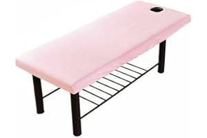 smilegirl Massage Table SPA Couch Cover Sheet with Face Hole Elastic Cord Edge All-round Wrap Professional Soft Bed Healty Beauty with Face Hole Comfortable Sheets 70x190cm (Pink)