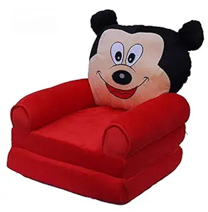 JASS International New Kids Toddler Small Cartoon Mickey Shape Sofa Chair Cum Sleeping Bed for Kids,(Red)