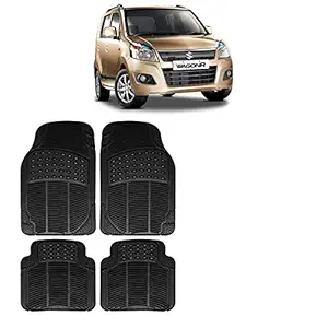 Adroitz Rubber Floor Car Mats for Maruti Suzuki WagonR (Black) - Set of 4