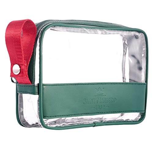 Saint Maniero ® Neceser Transparente Impermeable para Equipaje de Mano y líquidos-tamaño máximo Permitido en Control de Seguridad-organización óptima Gracias a su Base Plana y su asa (Verde)