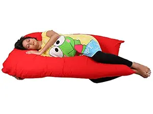 MomToBe Women's Cotton U-Shape Maternity Pillow with Zippered Cover (Red)
