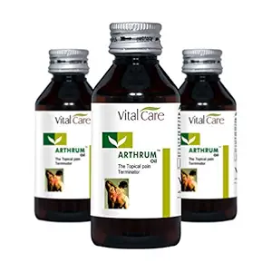 Vital Care Arthrum Pain Relief Oil for Mascular Pain, Low Back Pain, Joints Pain, Sports Injury, Sprain and Strain, Leg Cramps (60 ml, Pack of 3)