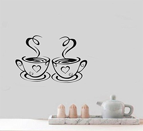 Lumanuby Wandtattoos Küche Wanddeko Kaffee Wandsticker Wandaufkleber für Glasfenster Café Esszimmer Und Restaurant - 6