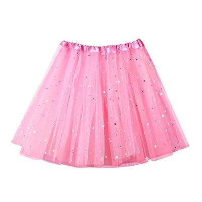 Kingwo Jupe dentelle, Kingwo Femmes Ballet Tutu Couché Organza Dentelle Mini-jupe (Rose A)
