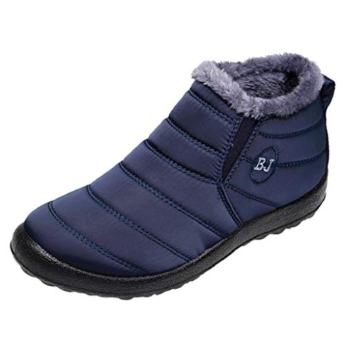 QUICKLYLY Botas para Hombre Calzado De Protección Zapatos Invierno Color Sólido Mantener Cálidos Botines Más De Terciopelo Nieve Planas