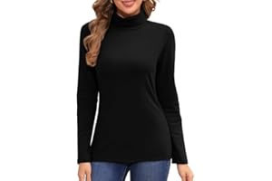 Jiuday Thermo Oberteil Damen Rollkragen Fleece Pullover Thermoshirt Langarm Warme Thermo Unterhemd Gefüttert Langarmshirt Slim Fit Basic Tops Oberbekleidung Drinnen im Winter