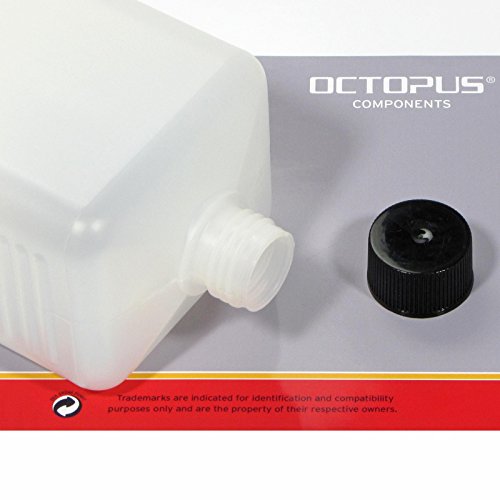 5 x 1000 ml Octopus Kunststoffflaschen, HDPE Plastikflaschen mit schwarzen Schraubverschlüssen, Leerflaschen mit schwarzen Schraubdeckeln, Vierkantflaschen inkl. 5 Beschriftungsetiketten - 2