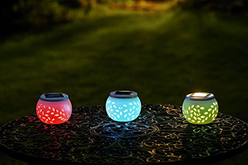 Xcellent Global Solarlichter verändernde LED Lampfe für den Garten, die Terrasse, Party, Outdoor und als Innendekoration, Nachtlampe, Kommt zusammen mit 4 extra LED Bernsteingelb Teelicht M-LD033 - 3