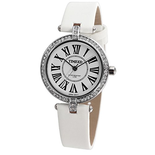 Time100 Englische Moderne Schlichte Strass-Damen-Armbanduhr Schwarz #W50043L