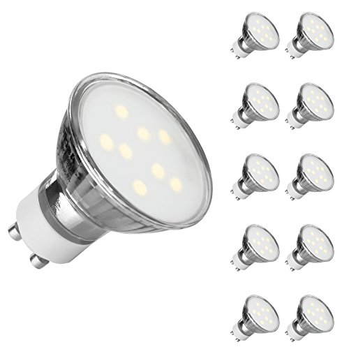 GU10 LED Daylight White, Ascher 10 Pack GU10 4W LED Light Bulbs [ Daylight White 6000K, Equivalent to 50W Halogen Bulbs, 400LM, AC 220-240V, 120° Beam Angle] GU10 Recessed Lighting, Track Lighting