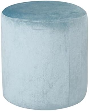 HJHY® Small wooden stool, Round stool Pedal Solid wood Home Modern cushion Cloth color Small sofa Child stool Long 33 × wide 33 × high 35cm correct sitting posture ( Color : Blue )