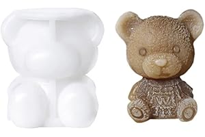 MaoNativey 3D Eisformen Silikon, 4 Pack Teddybär Fondant Cake Chocolate Mold Silikon Kuchen Tierform,DIY-Backwerkzeug Kaffee