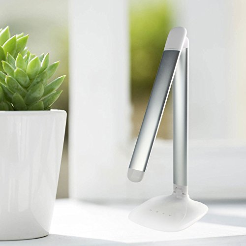 ALED LIGHT ®6W Dimmable LED Desk Lamp ,3 Light Farbenmodi LED Tischlampe, 5 Helligkeitsstufen Dimmbar 180° Faltbar mit Nachtlicht-Funktion ,Silber, 9 Warmweiß Leds ,18 Kaltweiß Leds，USB Port[Energieklasse A]