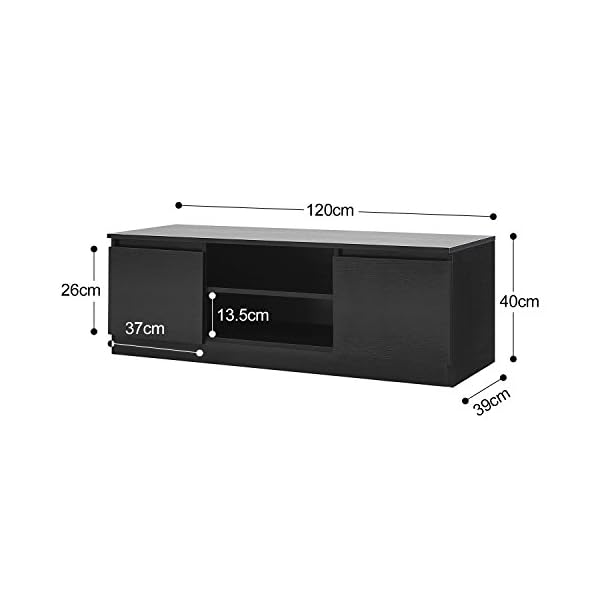 TV Cabinet, HST Mall Modern TV Unit 120cm TV Cabinet Stand Black Matt Home Office Furniture - Image 4