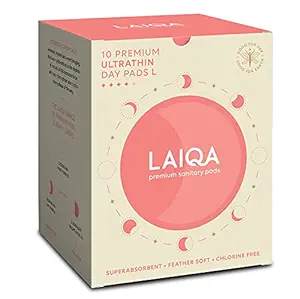 LAIQA Ultra Soft Moderate Flow Day Sanitary Pads for Women Pack of 12 - 10L Pads + 2 Pantyliners | Made with Natural Fibers | Rash-Free Premium Sanitary Pads with 4 wings | Comes With 100% biodegradable disposal bags - Pack of 3 - 30 L Pads + 6 Pantyliners