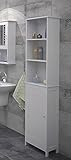 Bathroom Cupboard White Tall 1 Door 4 Shelf Wooden Cabinet Tong &amp; Groove (Kitchen &amp; Home)