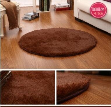 KOOCO 60/100/160/200CM Soft Round Carpet Yoga Mat Slip Resistant Floor Mats For Parlor Living Room Bedroom Computer Cushions Rugs, Brown, 200CM