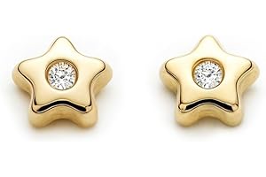 MONDE PETIT Orecchini per bambini stella - oro giallo 18k (750) - Scatola Regalo - Certificato di garanzia