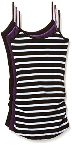 New Look Maternity Women's Pack of 3 Shoestring Stripe Sleeveless Maternity Vest Top, Purple (Dark Purple), 16