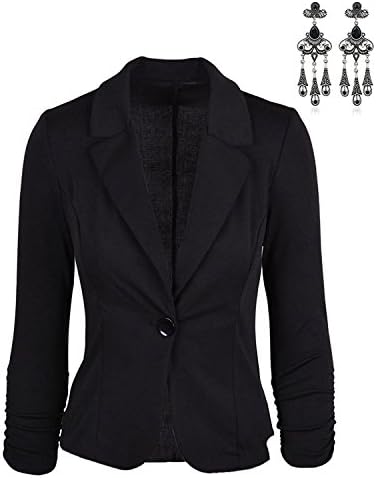 Modetrend Women's One Button Basic Blazer Slim Fit Long Sleeve Jacket Suit Outerwear Black XL