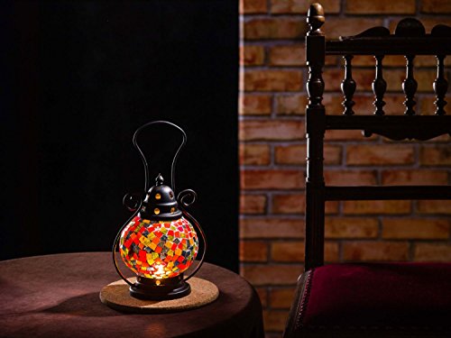 Windlicht Laterne Lampe Teelicht Lampion Garten Terasse Haus Glas Buntglas 20cm - 2