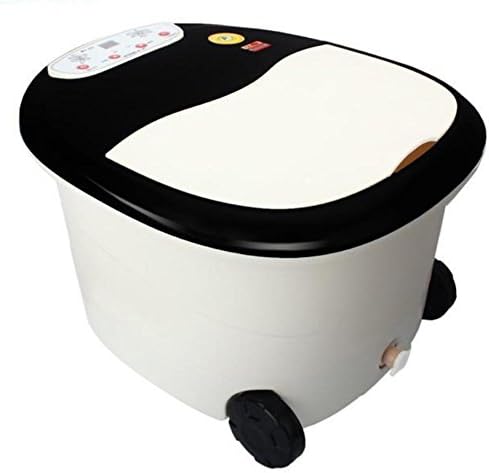 HINEW Foot bath Spa with Water Heater (two massage rollers, a polished foot stone, folding hand lever) , black and white feet