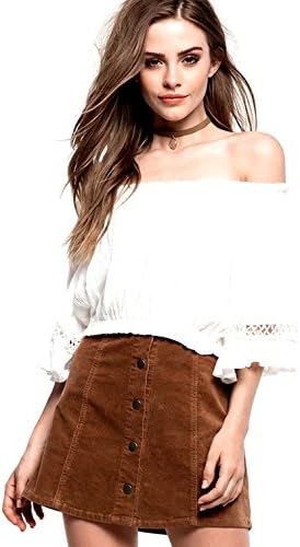 Women's Long Sleeves Lace Up Off The Shoulder Midriff Blouse Top