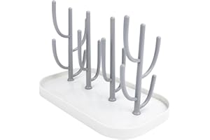 FRIEDWOHL Trockenständer Babyflaschen, Vertical Baby Bottle Drying Rack, Trockenständer für Bottle mit Abtropfschale, Abnehmbarer, BPA frei zum Trocknen von Babyflaschen, Saugern, Bechern und Zubehör(Grau)