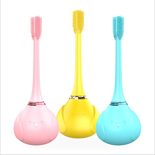 Preisvergleich Produktbild Eine neue Generation! Wiederaufladbare Batterie Kinder-Elektro-Tahnbürste mit austauschbaren 3 Weich-Sigkon-Pinsel Kopf für Kinder und Baby 2-8 Jahre alt,Yellow