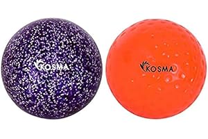 Kosma Set of 2Pc Dimple Hockey Balls | Outdoor Sports Practice Training Balls (Orange Dimple, Purple glitter)