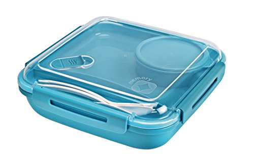 Rotho 93001 Lunchbox (1 Liter, Memory B3, Essensbehälter für unterwegs und Meal Prep, Auslaufsicher und unterteilt) blau - 2