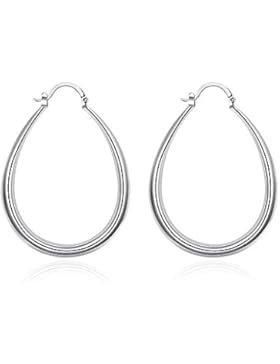 1 Paar Creolen Ohrringe Ohrhänger Ohrschmuck 925er Sterlin Silber Oval 3x4cm