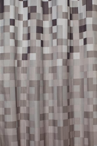 TEXTIL DUSCHVORHANG 240×180 KARO GRAU WEISS SCHWARZ BRAUN 240 x 180 + DUSCHRINGE! SHOWER CURTAIN GREY, WHITE, BLACK, BROWN! - 3