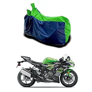 EGAL Water Resistant/dustproof Two Wheele Bike Body Cover for Kawasaki Ninja ZX-6R BS6 Compatible with All varientsProtection(Green PATTA)