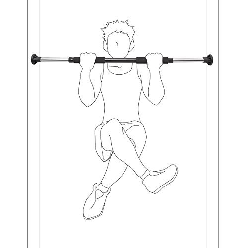 Relaxdays Türreck ausziehbar, Handpolster, Max. 100 kg, Fitness Klimmzugstange, HBT: 5,5 x 92 x 5,5 cm, schwarz - 3