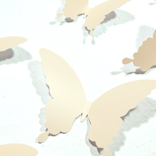 Wandkings 3D Schmetterlinge in BEIGE, 12 STÜCK im Set mit Klebepunkten - 4