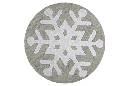 Lorena Canals Snowflake Round Washable Rug (Grey/White)