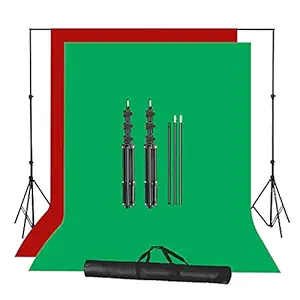 Boltove Green and Red Screen Backdrop with Stand, 8FT X 12FT Wide Green Screen Backdrop with 8.5 FT x 12 FT Wide Photo Backdrop Stand, Photo Backdrop Stand Kit Include Carry Bag