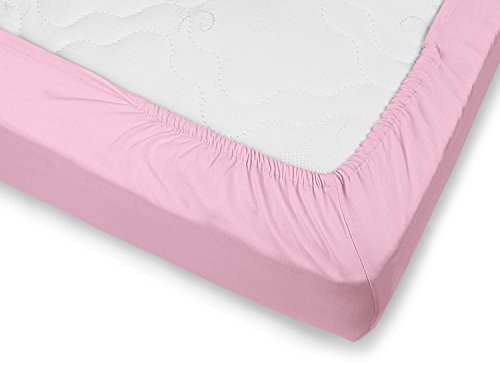 Gewebtes Eck-Spannbettlaken in 11 frischen Pastell-Farben und in 4 verschiedenen Größen erhältlich, 100% Baumwolle, 180 x 200 cm, rosa - 2