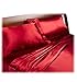 Produktbild Rot Satin Luxus Doppel Bett aus Seide 6 Stücke Bettwäsche Bettbezug, Spannbettlaken + 4 Kopfkissenbezügen
