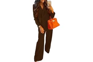 ORANDESIGNE Tailleur Donna Pantaloni e Giacca Elegante Blazer Elegante Completo Tinta Unita Maniche Lunghe Reverse Due Pezzi Tuta Business OL Formale per Ufficio