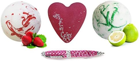Tropical Paradise Sweet Heart pack Coco Bath Bombs. Strawberry, Sweet Heart &amp; Pomelo fruit Coco BathBomb. Free Diamante Crystal Pen Hot Pink with every order