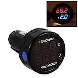 XCSOURCE Monitor 2 en 1 LED Termómetro Voltímetro Pantalla Digital Doble Encendedor Cigarrillo Con Fusible Para Automóvil Coche Camioneta Azul MA394