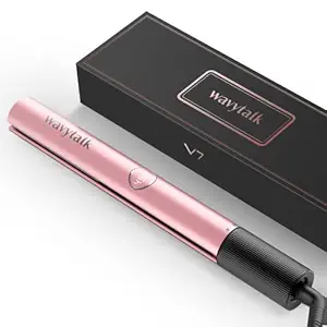 Hair Straightener Titanium Flat Iron for Hair, Hair Straightener and Curler 2 in 1 for All Hairstyles, Professional Flat Iron Curling Iron in One for Thick Hair with Dual Voltage, 1 Inch
