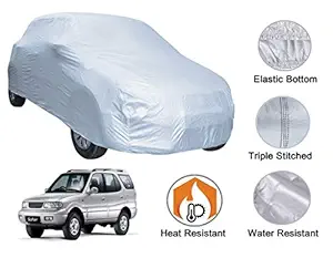 Auto Hub Water Resistant Car Body Cover Compatible with Tata Safari Dicor (Model : 2005-2011) - Silver Matte